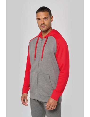 P-PA380-UNISEX TWO-TONE ZIPPED HOODED FLEECE JACKET